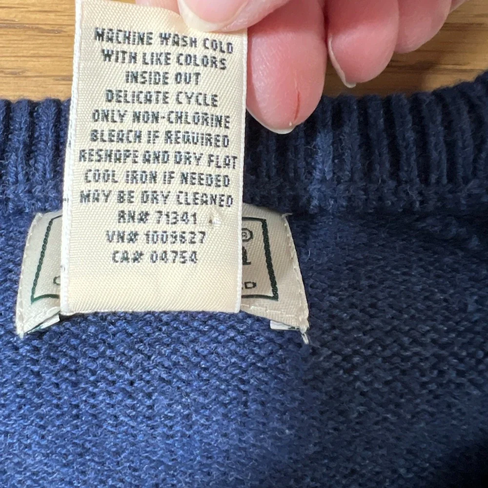 LL Bean Mens Wicked Soft Cotton Cashmere Crewneck Sweater Blue Size XL‎ Tall